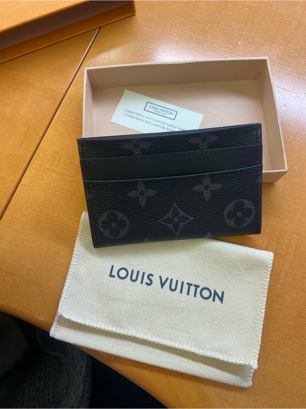Louis Vuitton Black Monogram Canvas Card Holder with Leather Trim
